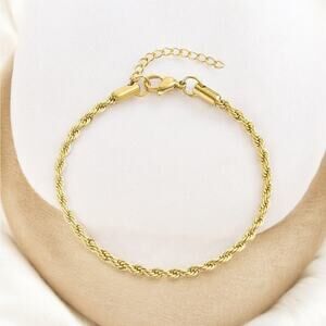 NEW 18 karat yellow gold plated twisted rope chain jewelry bracelet B26